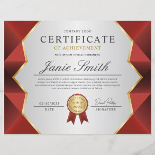 Papier Prix Red & Gold du certificat de réussite