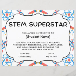 Papier Prix STEM Superstar pour la reconnaissance étudian