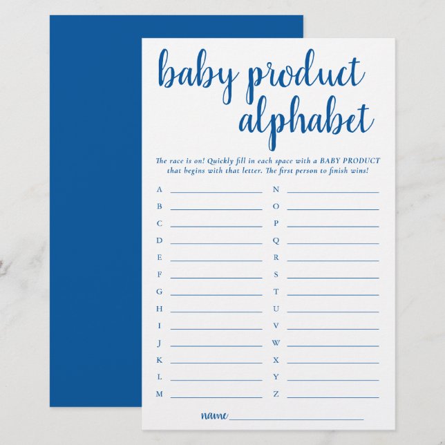 Papier Produit ABC bleu simple | Jeu de douche Cerulean (Devant / Derrière)