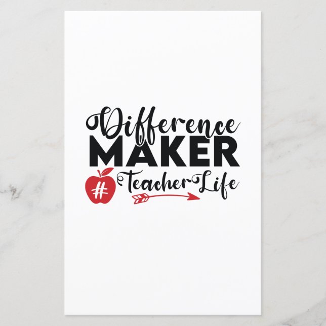 Papier Professeur Art Différence Maker Vie de l'enseignan (Devant)