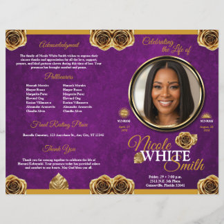 Papier Programa Celebración de la Vida de Oro y Purpura