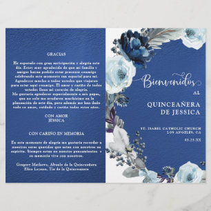 Papier Programa de Quinceañera Azul Rey y Azul Marino