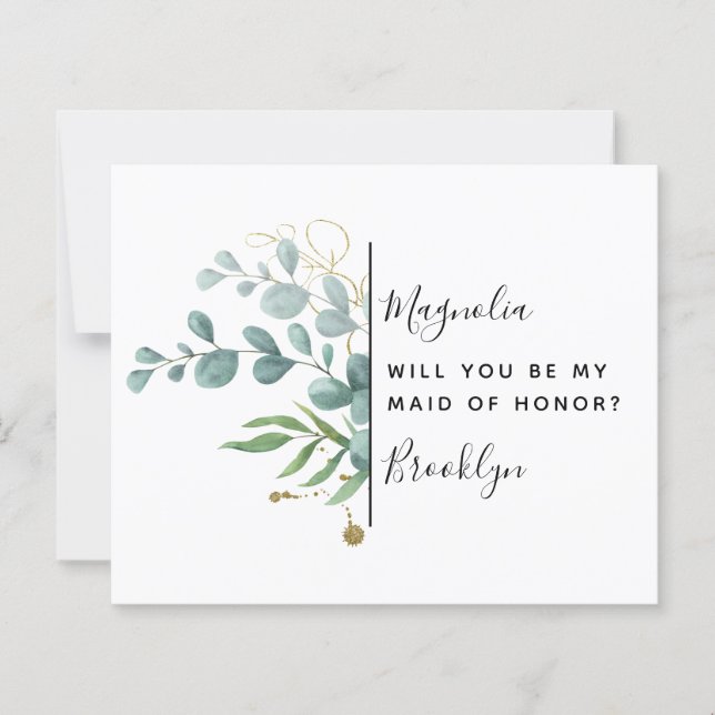 Papier Proposition d'honneur Eucalyptus Maid of Honor (Devant)