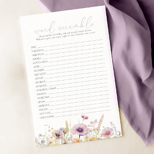 Papier Purple Baby In Bloom Fleur sauvage Word Scramble J