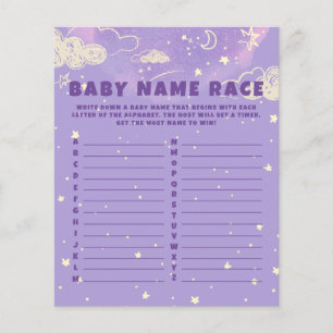 Papier Purple Dream Baby Name Race Baby shower Jeu
