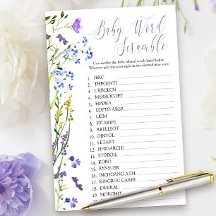 Papier Purple Fleur sauvage Baby Word Scramble Douche Jeu
