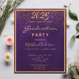 Papier Purple Gold budget Graduation de l'invitation