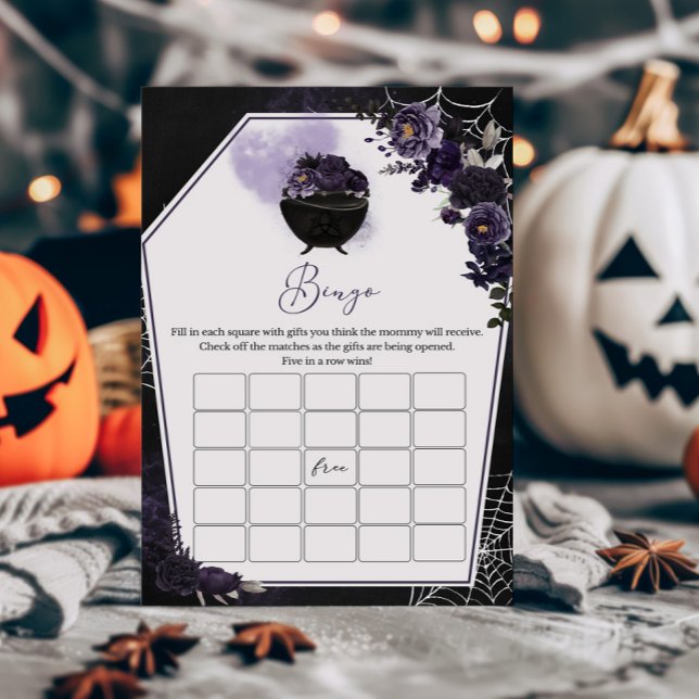Papier Purple gothique Floral Baby shower Jeu de Bingo (Floral Gothic Invitation Bingo Game)