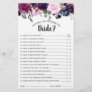 Papier Purple Lavender Floral Boho Fête des mariées Jeu