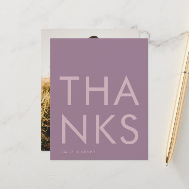 Papier Purple Lilac Moderne Monogramme Gras Mariage (Devant/Arrière en situation)