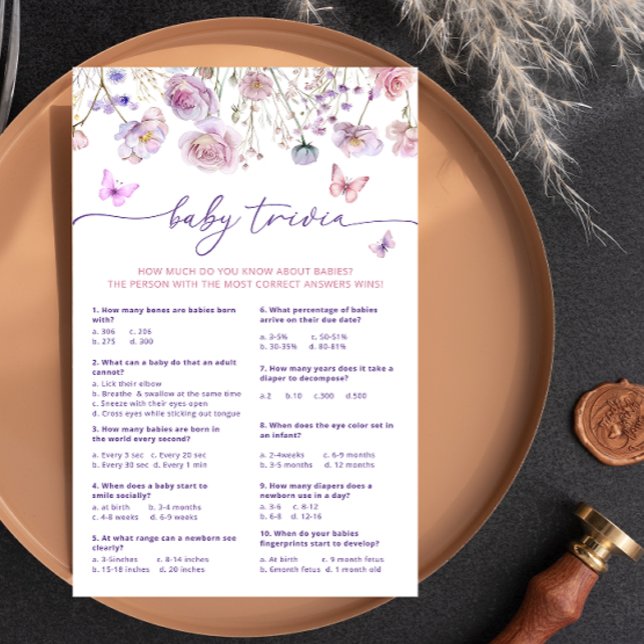 Papier Purple Pink Butterfly Fleurs sauvages Baby Trivia  (Créateur téléchargé)