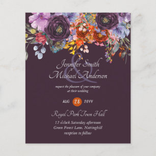 Papier Purple Sage Orange Rose Floral Invitations de mari