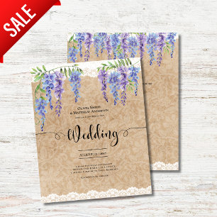 Papier Purple Wisteria Floral Mariage Rustique Kraft dent