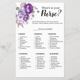 Papier Purplr Floral What's In Your Purse Douche Jeu