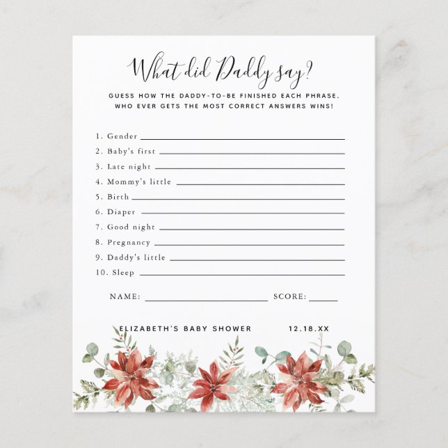 Papier Qu'a dit papa ? | Jeu Baby shower (Devant)