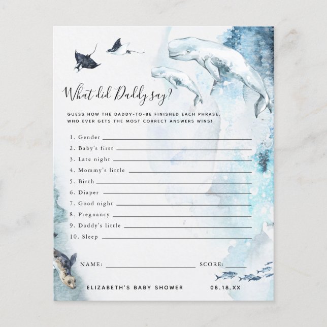 Papier Qu'a dit papa ? | Jeu Baby shower (Devant)