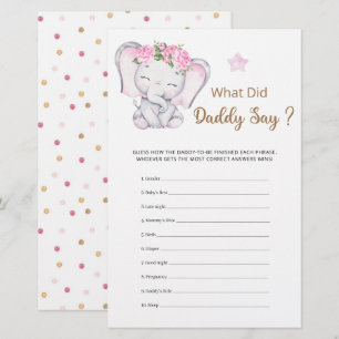Papier Que Daddy A Dit Girl Elephant Baby shower