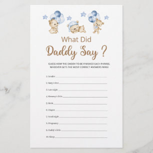 Papier Que Daddy A Dit Teddy Bear Baby shower