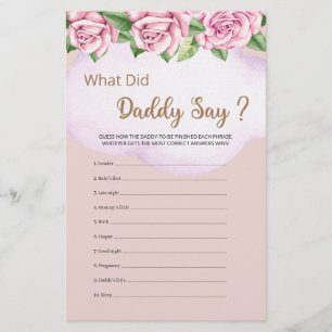 Papier Que Daddy A Dit Teddy Bear Baby shower Girl