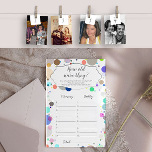 Papier Quel âge avaient-ils, devinez l'âge Baby shower je