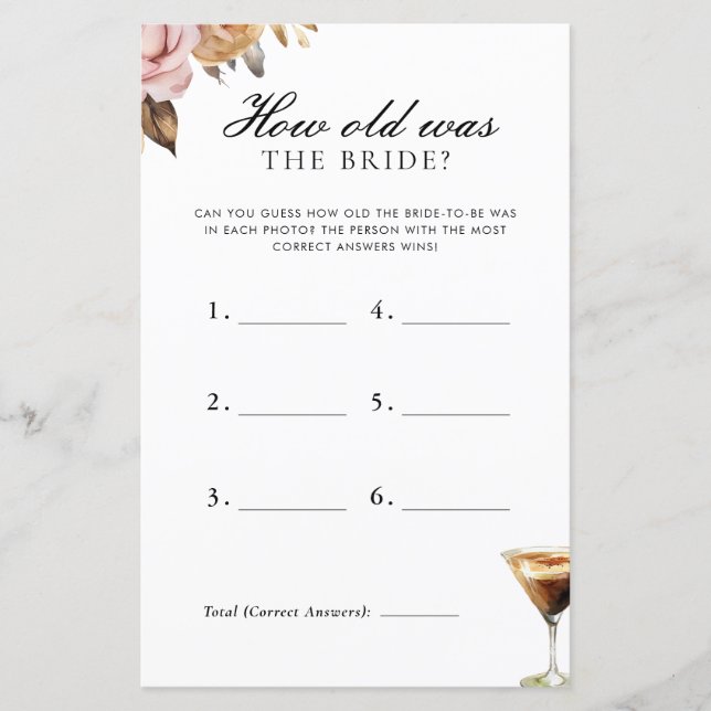 Papier Quel Âge Avait La Mariée Fête des mariées Espresso (Devant)