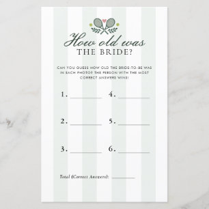 Papier Quel âge avait la mariée Jeu de Baby Shower Mariag