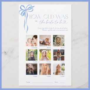 Papier Quel âge avait la mariée jeu de baby-shower noeud 