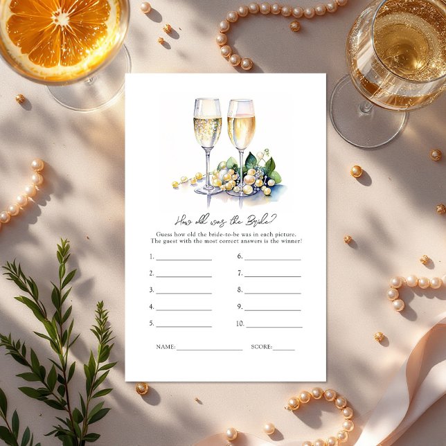 Papier "Quel âge avait la mariée ?" Jeu Fête des mariées ("How Old Was the Bride?" Bridal Shower Game)