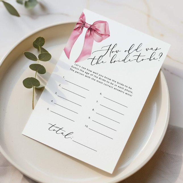 Papier Quel âge avait la mariée Pink Bow élégant jeu (Créateur téléchargé)