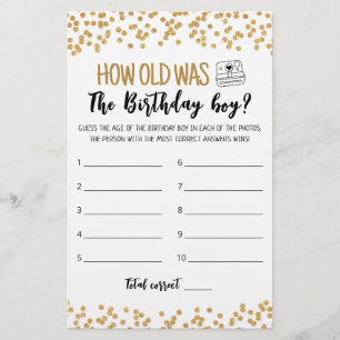 Papier Quel âge avait le garçon d'anniversaire jeu de fêt
