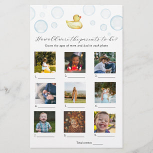 Papier Quel Âge Ont-Ils Été En Caoutchouc Baby shower Jeu