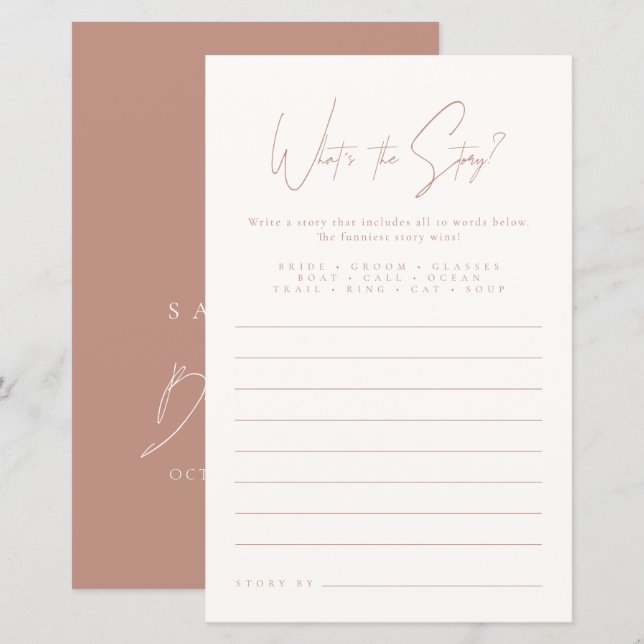 Papier Quel est l'histoire | Jeu de Salle de Fête de Mari (Devant / Derrière)