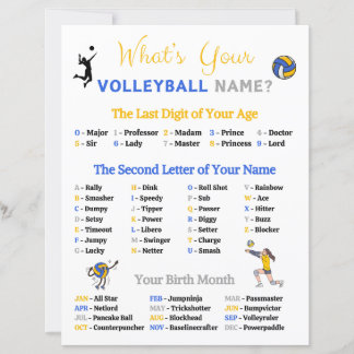 Papier Quel est votre nom de jeu de volley-ball