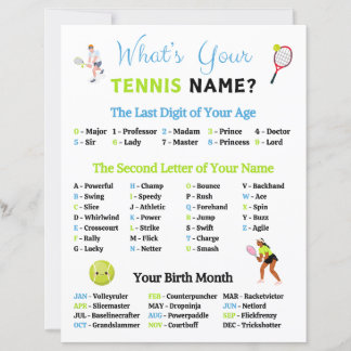 Papier Quel est votre nom de tennis jeu