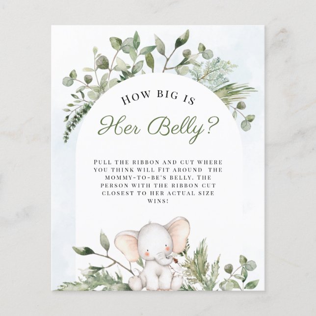 Papier Quelle taille a son ventre garçon Baby shower bleu (Devant)