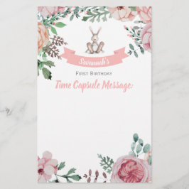 Papier Quelques Bunny Floral Anniversaire Temps Capsule N