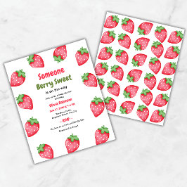 Papier Quelqu'un Berry Sweet Strawberry Baby shower Invit