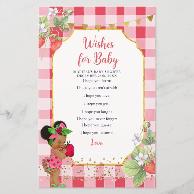 Papier Quelqu'un Berry Sweet Strawberry désire pour bébé (Devant)