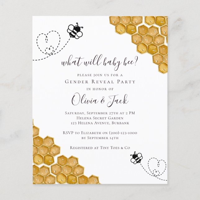 Papier Qu'est-ce que Baby Bee Genre Révéler l'invitation  (Devant)