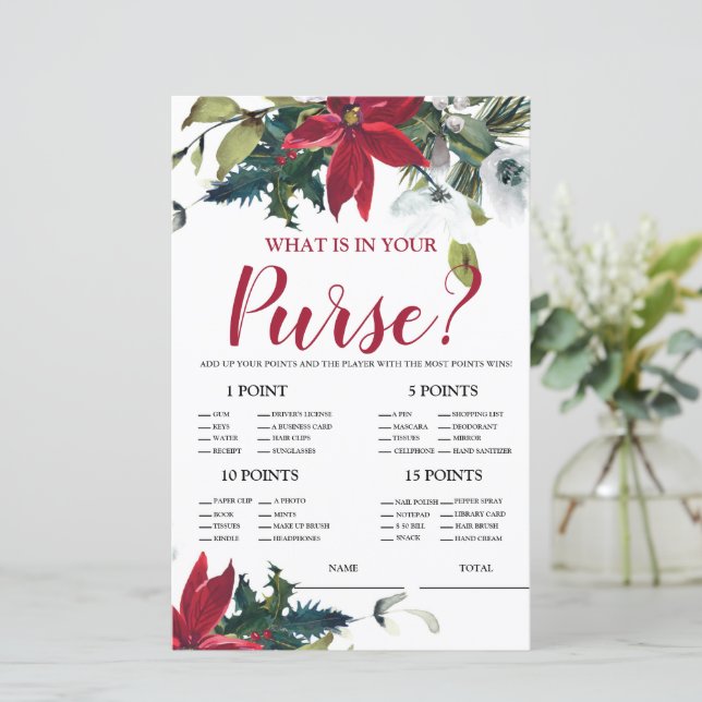 Papier Qu'est-ce que dans Purse Christmas Poinsettia jeu  (Debout devant)