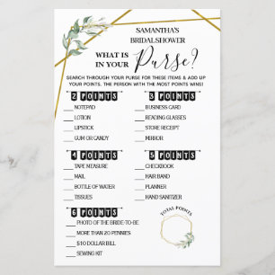 Papier Qu'est-ce que dans votre Purse nuptiale jeu biling