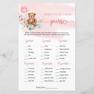 Papier Qu'est-ce que dans votre sac à main Jeu Teddy Bear