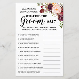 Papier Qu'est-ce que Groom Say Marsala Fête des mariées J