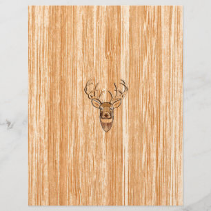 Papier Queue blanche Buck Tête de cerf Bois Grain