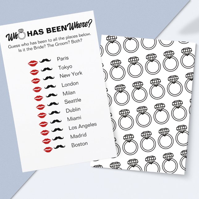 Papier Qui A Été Où ? Jeu de voyage Fête des mariées (Unique Wedding Icebreaker – Who Has Traveled the Most?)