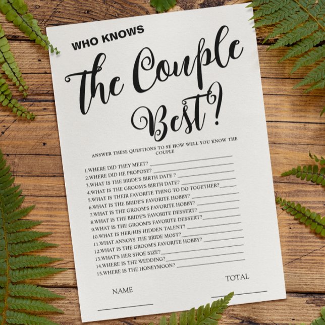 Papier Qui connaît Couple meilleur Simple Bride jeu (Créateur téléchargé)