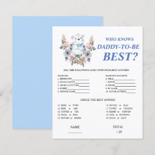Papier Qui connaît Daddy meilleur Baby shower bleu jeu