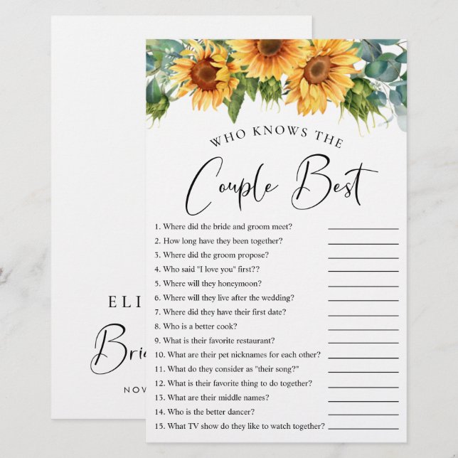 Papier Qui connaît le couple meilleur jeu de douche de to (Devant / Derrière)