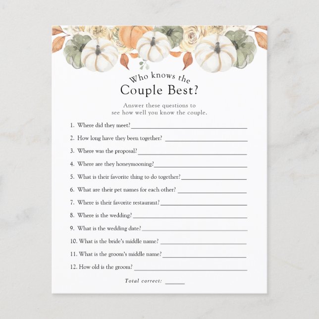 Papier Qui connaît le couple meilleur jeu de Fête des mar (Devant)
