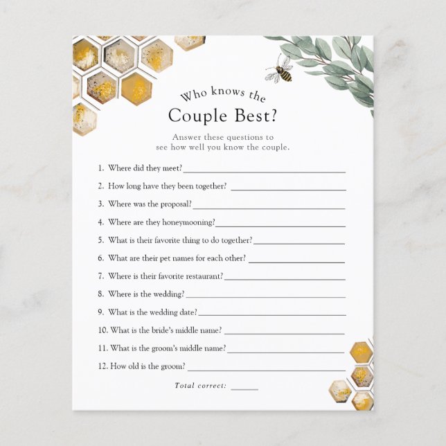 Papier Qui connaît le couple meilleur jeu de Fête des mar (Devant)
